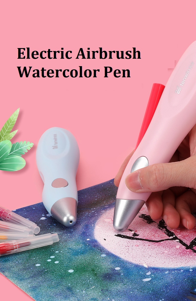 전기 에어 브러시 수채화 펜 세트 다기능 컬러 잉크젯 펜 전기 스프레이 아트 펜 12 색 손으로 그린